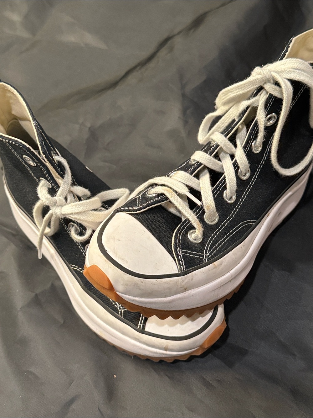 Converse Black and White High-Top Sneakers with Gum-Tone Outsole - Picture 5 of 7